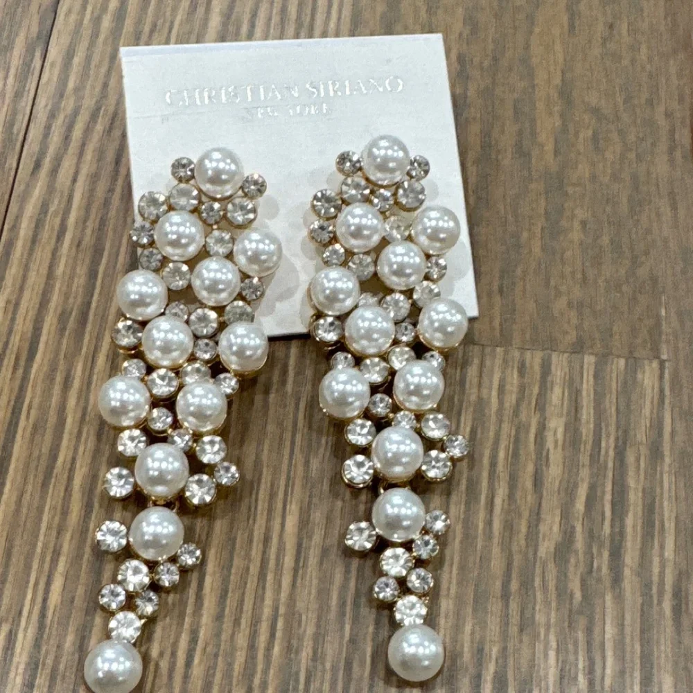 Crystal and bead dangle earrings - New condition - Picture 1 of 3